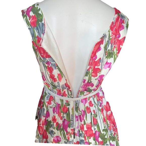 Donna Ricco Short A-Line Dress Sleeveless Vintage Pink Floral Belted Womens 2 - Picture 8 of 12